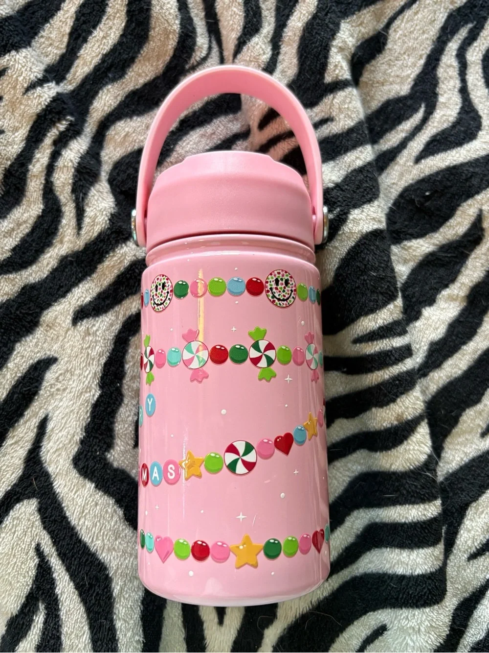 Pink Candy-Print Insulated Food Jar - Portable Kids Thermos
